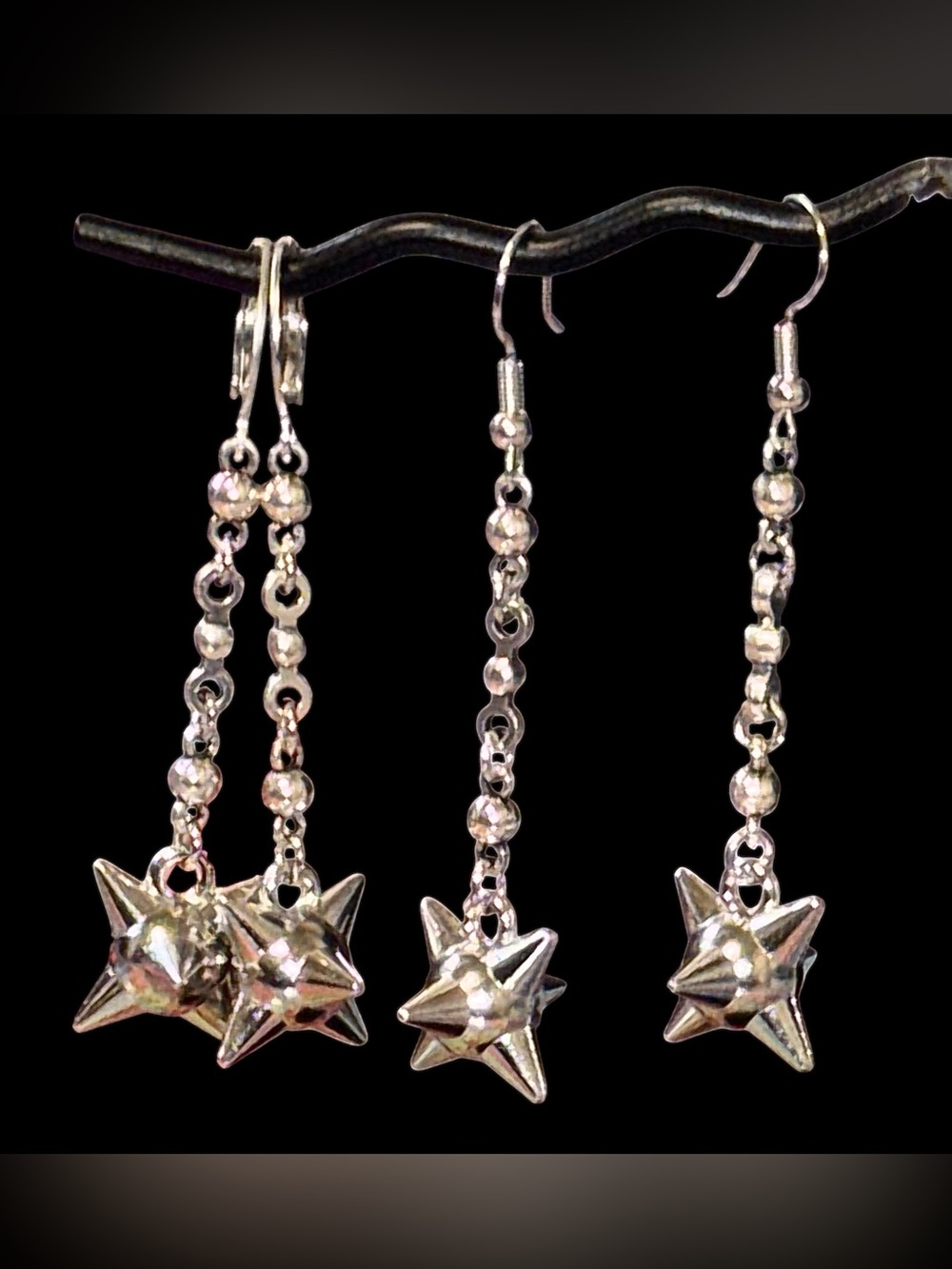 Handmade Silver Flail Drop Earrings - Silver Dangle Jewelry